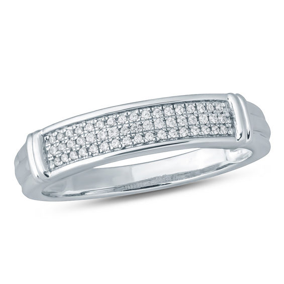 1/6 CT. T.w. Diamond Triple Row Collar Wedding Band in 10K White Gold