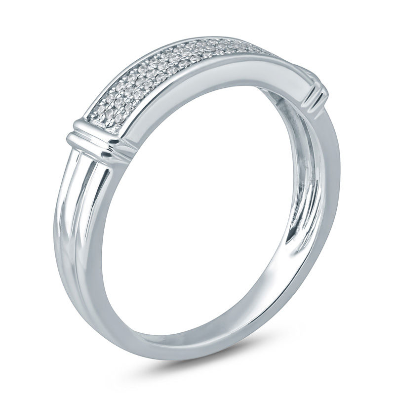 Main Image 2 of Men's 1/6 CT. T.W. Diamond Triple Row Collar Wedding Band in 10K White Gold