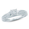 Thumbnail Image 1 of 1/20 CT. T.W. Diamond Square Frame Bypass Engagement Ring in 10K White Gold