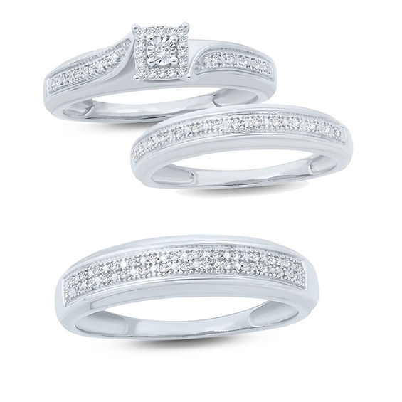 1/20 CT. T.w. Diamond Square Frame Bypass Engagement Ring in 10K White Gold