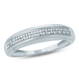 Diamond Accent Double Row Wedding Band in 10K White Gold