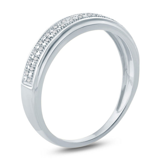 Diamond Accent Double Row Wedding Band in 10K White Gold