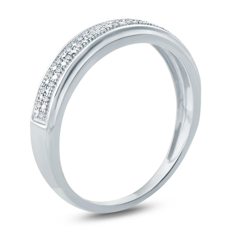 Main Image 2 of Diamond Accent Double Row Wedding Band in 10K White Gold