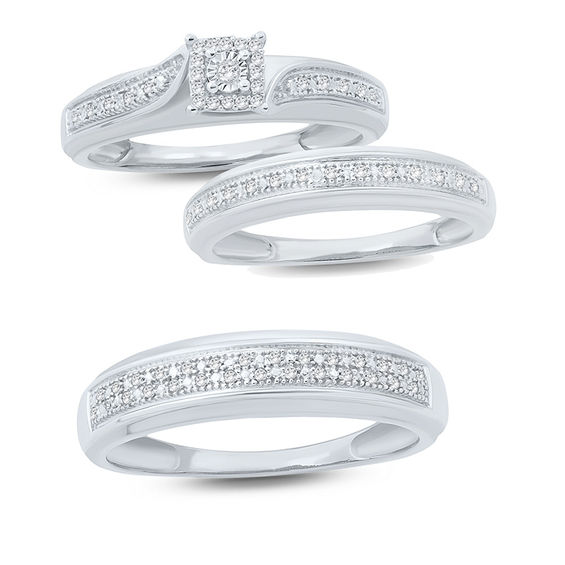 Diamond Accent Double Row Wedding Band in 10K White Gold