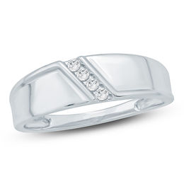 1/10 CT. T.W. Diamond Four Stone Slant Wedding Band in 10K White Gold