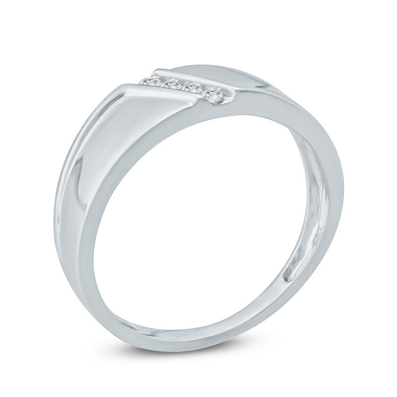 Main Image 2 of 1/10 CT. T.W. Diamond Four Stone Slant Wedding Band in 10K White Gold