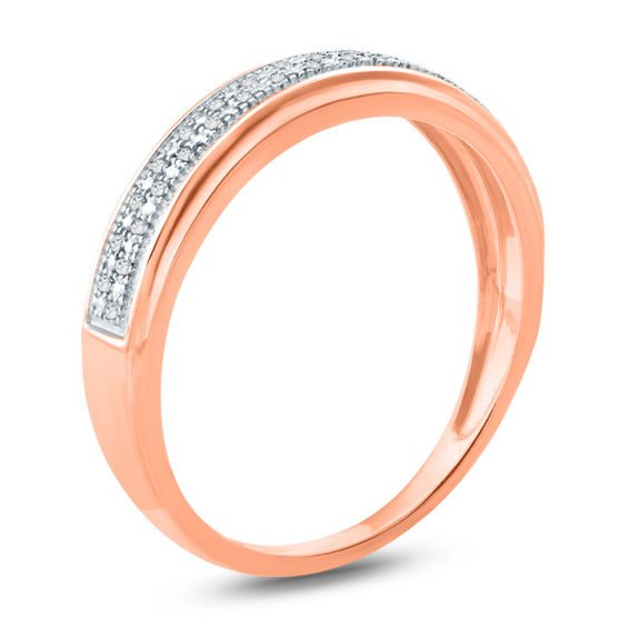 Men's Diamond Accent Double Row Wedding Band in 10K Rose Gold