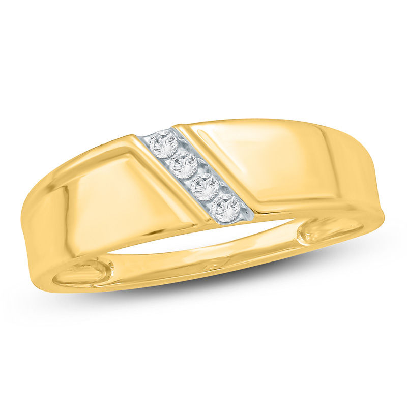 Main Image 1 of 1/10 CT. T.W. Diamond Four Stone Slant Wedding Band in 10K Gold