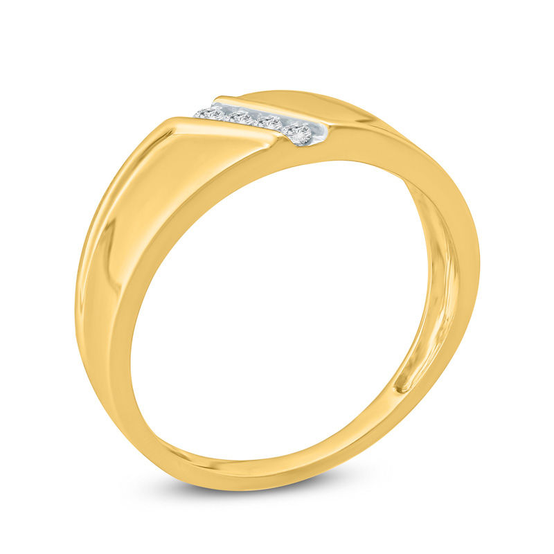 Main Image 2 of 1/10 CT. T.W. Diamond Four Stone Slant Wedding Band in 10K Gold