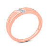 Thumbnail Image 2 of 1/20 CT. T.W. Diamond Three Stone Slant Wedding Band in 10K Rose Gold