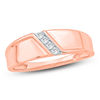 Thumbnail Image 0 of Men's 1/10 CT. T.W. Diamond Four Stone Slant Wedding Band in 10K Rose Gold