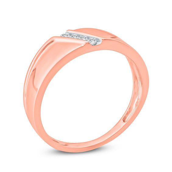 1/10 CT. T.w. Diamond Four Stone Slant Wedding Band in 10K Rose Gold