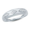 Thumbnail Image 1 of Diamond Accent Retro Geometric Wedding Band in 10K White Gold