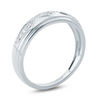 Thumbnail Image 2 of Diamond Accent Retro Geometric Wedding Band in 10K White Gold
