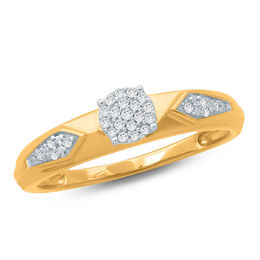 1/15 CT. T.W. Composite Diamond Retro Geometric Engagement Ring in 10K Gold