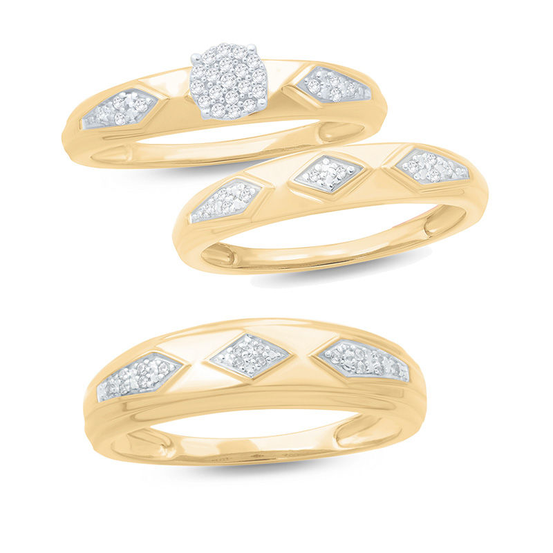 Main Image 3 of 1/15 CT. T.W. Composite Diamond Retro Geometric Engagement Ring in 10K Gold
