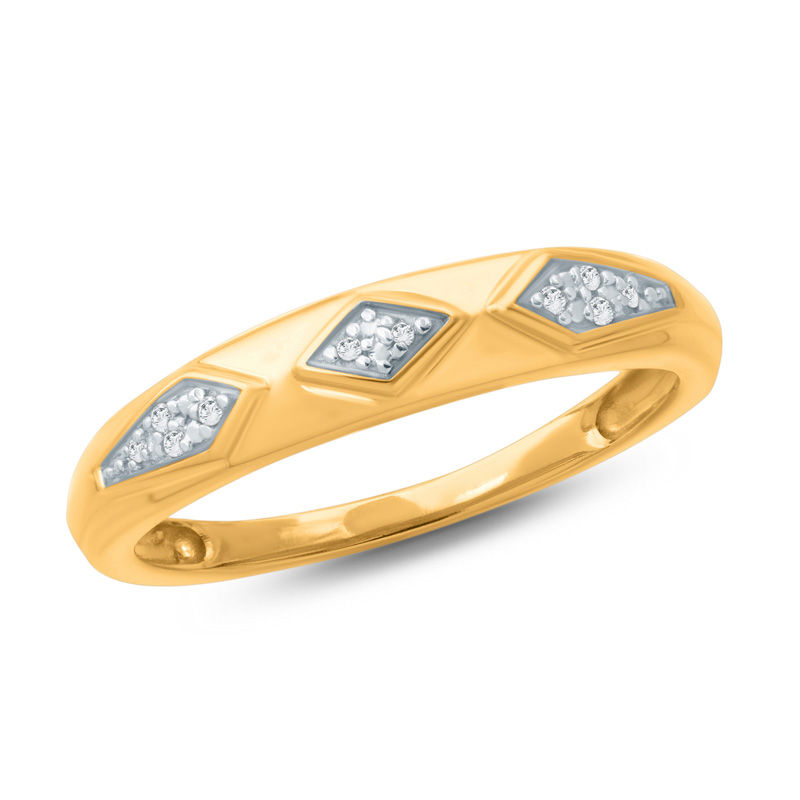 Main Image 1 of Diamond Accent Retro Geometric Wedding Band in 10K Gold