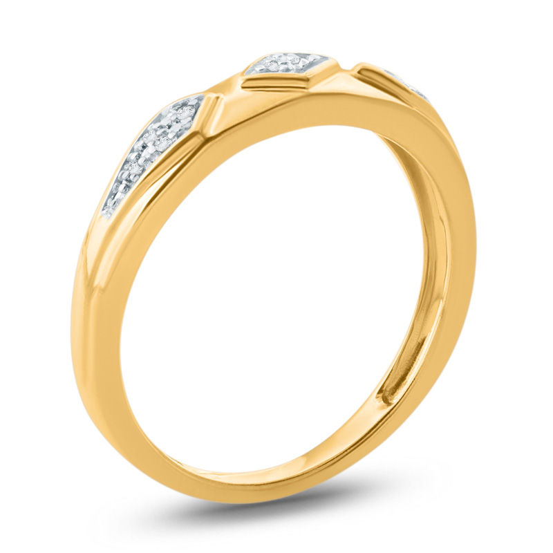 Main Image 2 of Diamond Accent Retro Geometric Wedding Band in 10K Gold