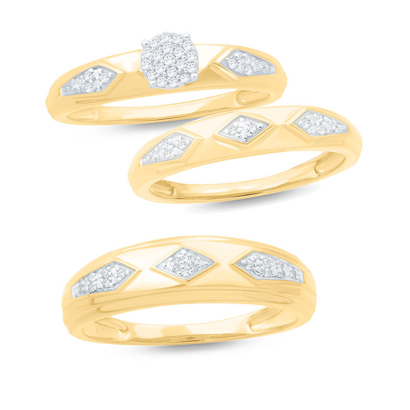 Main Image 3 of Diamond Accent Retro Geometric Wedding Band in 10K Gold