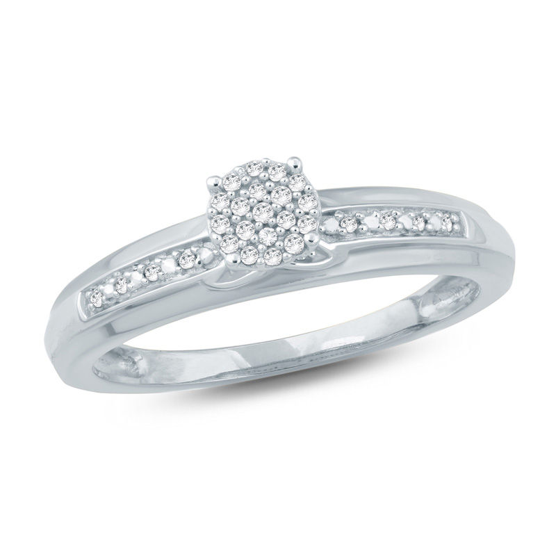 Main Image 1 of 1/15 CT. T.W. Composite Diamond Criss-Cross Engagement Ring in 10K White Gold