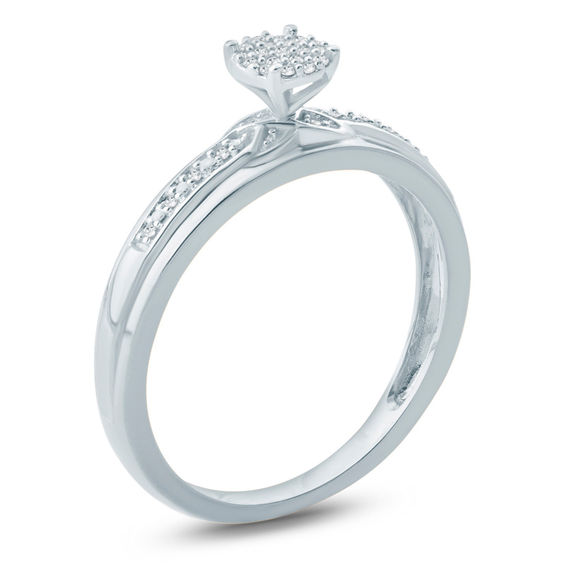 1/15 CT. T.w. Composite Diamond Criss-Cross Engagement Ring in 10K White Gold
