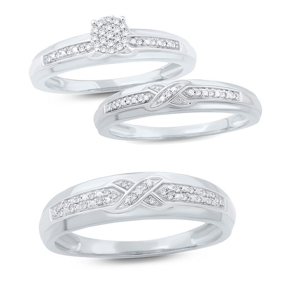 1/15 CT. T.w. Composite Diamond Criss-Cross Engagement Ring in 10K White Gold