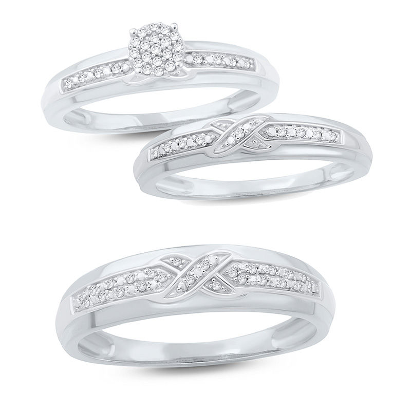 Main Image 3 of 1/15 CT. T.W. Composite Diamond Criss-Cross Engagement Ring in 10K White Gold
