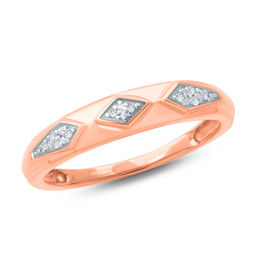 Diamond Accent Retro Geometric Wedding Band in 10K Rose Gold