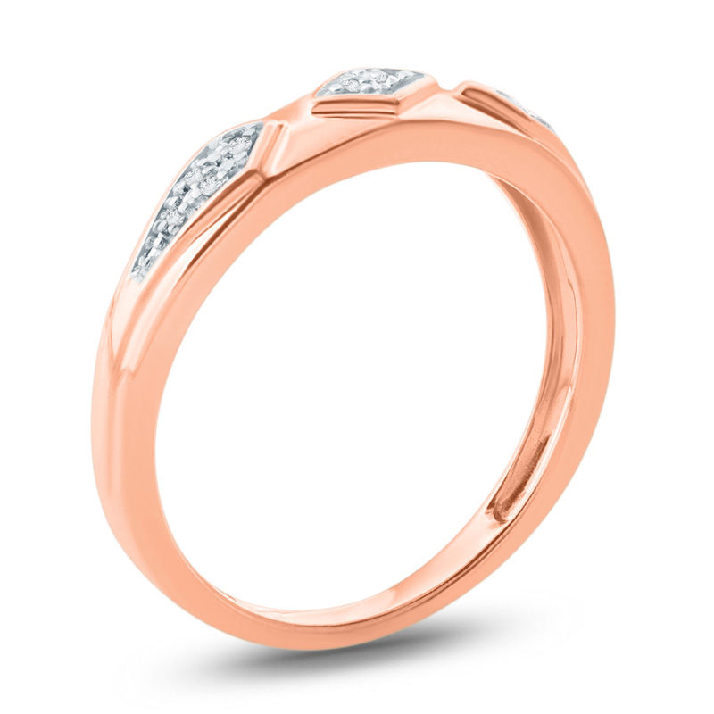 Main Image 2 of Diamond Accent Retro Geometric Wedding Band in 10K Rose Gold