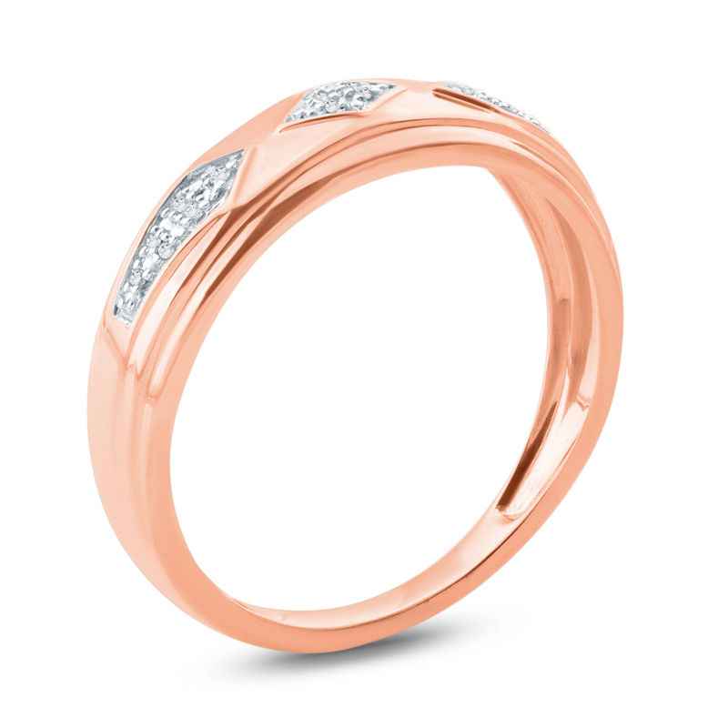 Main Image 2 of Diamond Accent Retro Geometric Wedding Band in 10K Rose Gold