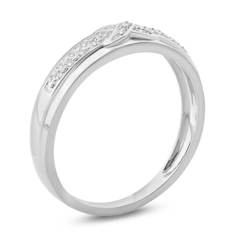 Men's 1/20 CT. T.W. Diamond Criss-Cross Wedding Band in 10K White Gold