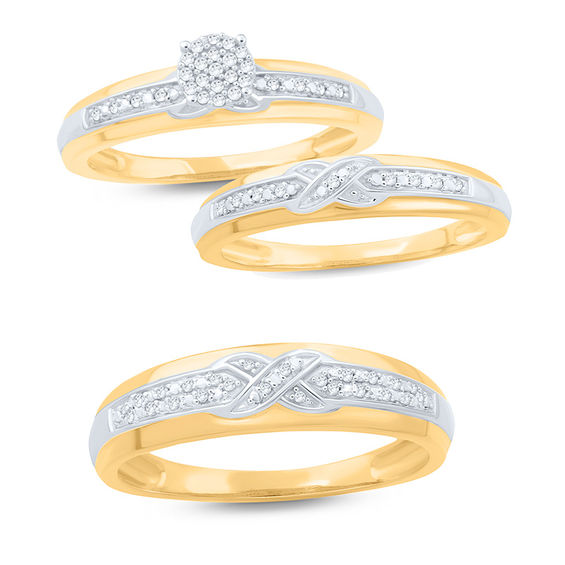 1/20 CT. T.w. Diamond Criss-Cross Wedding Band in 10K Gold