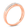 Thumbnail Image 1 of Men's 1/20 CT. T.W. Diamond Criss-Cross Wedding Band in 10K Rose Gold