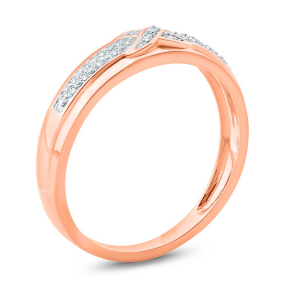 1/20 CT. T.w. Diamond Criss-Cross Wedding Band in 10K Rose Gold