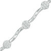 Thumbnail Image 0 of 1/4 CT. T.W. Diamond Flower Twist Bracelet in Sterling Silver - 7.25"