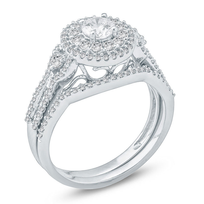 Main Image 2 of 1 CT.T .W. Diamond Double Frame Bridal Set in 10K White Gold