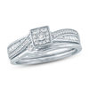 Thumbnail Image 1 of 1/4 CT. T.W. Diamond Square Frame Bypass Bridal Set in Sterling Silver