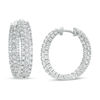 Thumbnail Image 1 of Lab-Created White Sapphire Triple Row Inside-Out Hoop Earrings in Sterling Silver