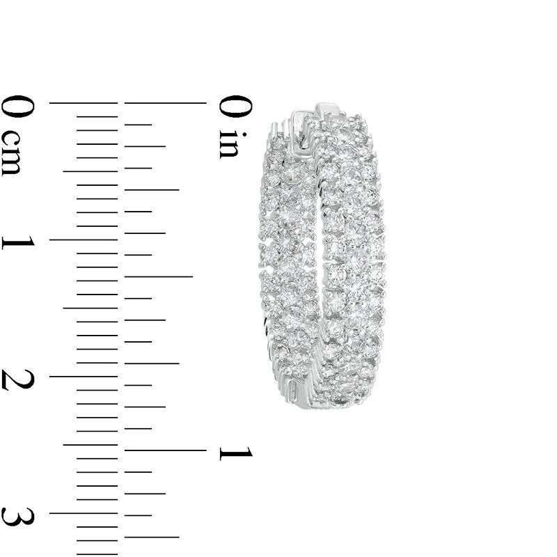 Main Image 2 of Lab-Created White Sapphire Triple Row Inside-Out Hoop Earrings in Sterling Silver
