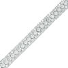 Thumbnail Image 1 of Lab-Created White Sapphire Triple Row Tennis-Style Bracelet in Sterling Silver - 7.25"