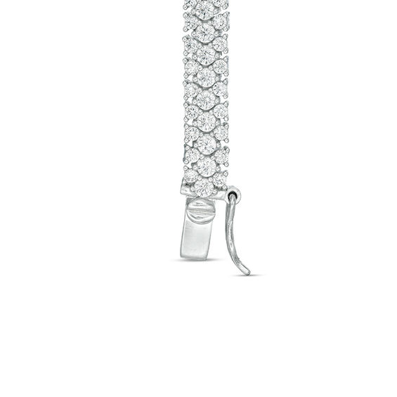 Lab-Created White Sapphire Triple Row Tennis-Style Bracelet in Sterling Silver - 7.25"
