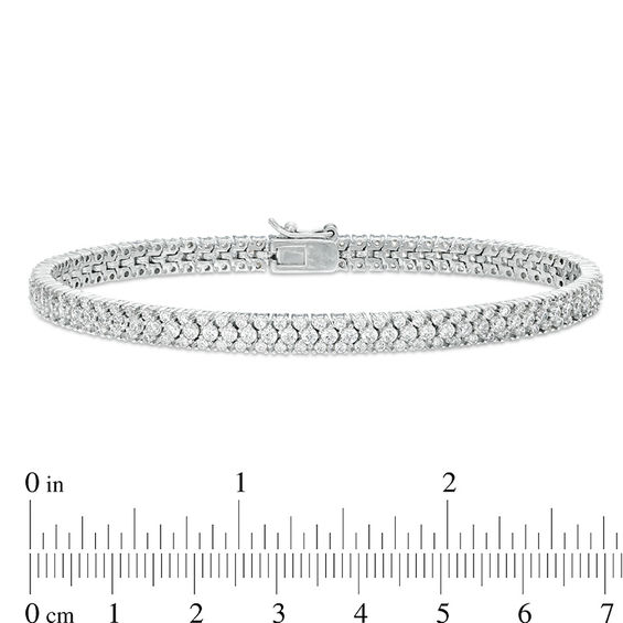 Lab-Created White Sapphire Triple Row Tennis-Style Bracelet in Sterling Silver - 7.25"