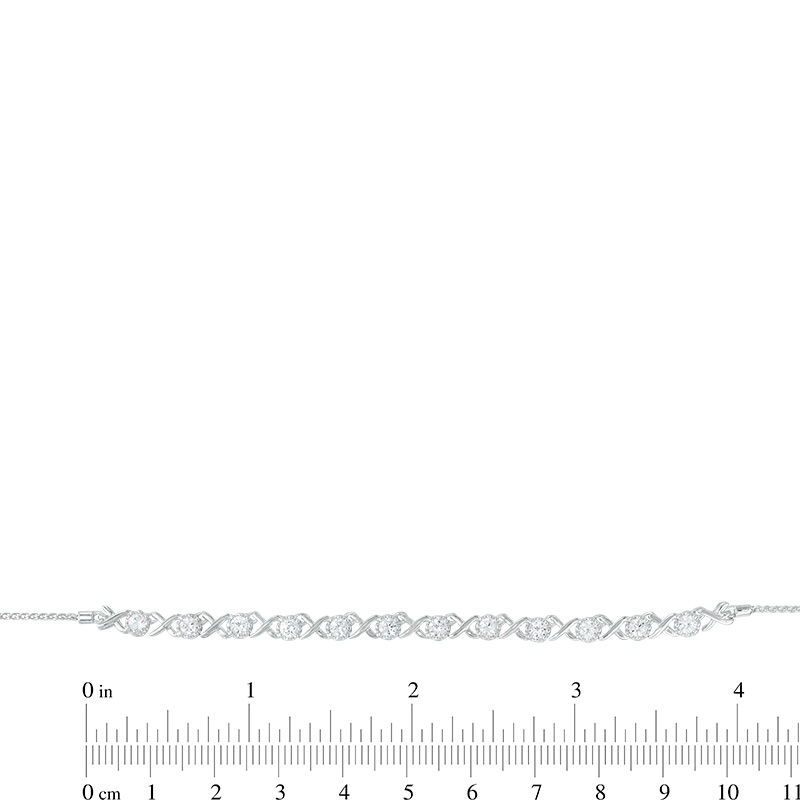 Main Image 2 of Lab-Created White Sapphire "XO" Bolo Necklace in Sterling Silver - 26"