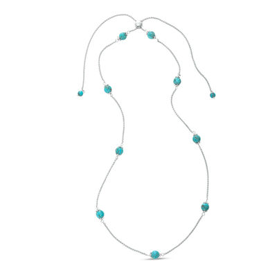 Turquoise Bead Station Bolo Necklace 