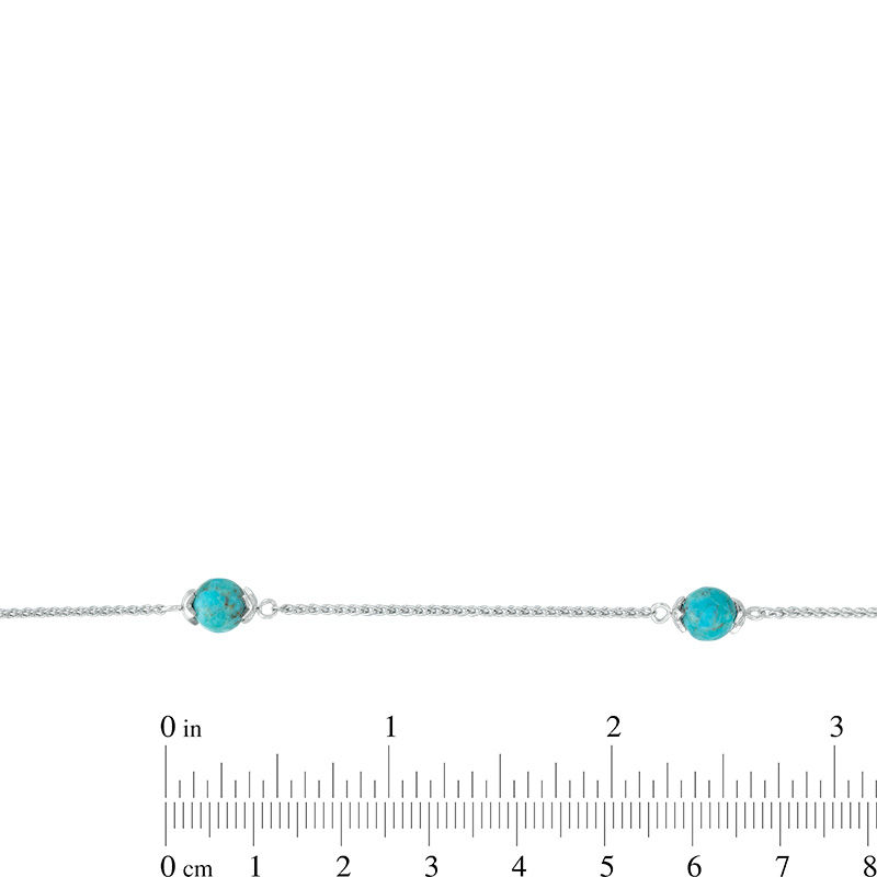 Main Image 2 of 6.0mm Turquoise Bead Station Bolo Necklace in Sterling Silver - 26"