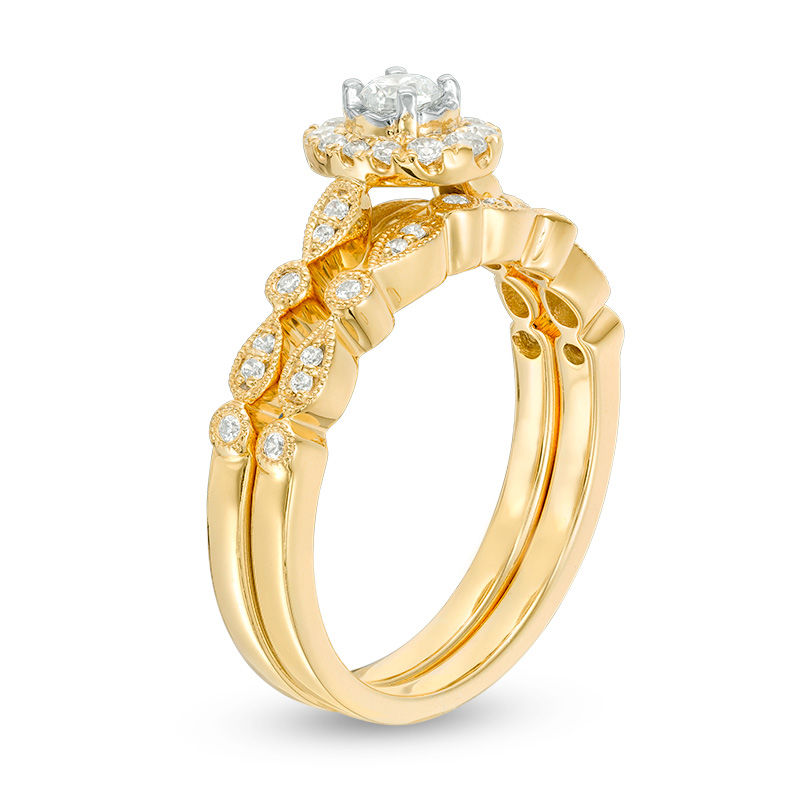 Main Image 2 of 3/8 CT. T.W. Diamond Oval Frame Vintage-Style Bridal Set in 10K Gold