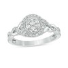 Thumbnail Image 1 of 1/4 CT. T.W. Composite Diamond Frame Twist Vintage-Style Engagement Ring in 10K White Gold