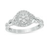 Thumbnail Image 0 of 1/4 CT. T.W. Composite Diamond Frame Twist Vintage-Style Engagement Ring in 10K White Gold