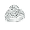 Thumbnail Image 1 of 2 CT. T.W. Composite Diamond Oval Frame Multi-Row Engagement Ring in 14K White Gold