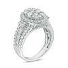 Thumbnail Image 1 of 2 CT. T.W. Composite Diamond Oval Frame Multi-Row Engagement Ring in 14K White Gold
